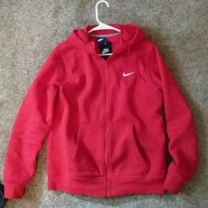 Red nike zip up hoodie